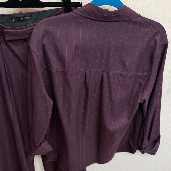 Mango Pinstripe Shirt and Trousers Set - Plum - Picture 8 of 13